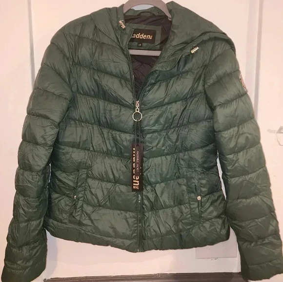 NWT Madden NYC Green lightweight puffer jacket womans size large - Picture 1 of 5